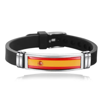 FIMAO USA Spain Flag Bracelet for Men Women Israel Germany Flags Adjustable Silicone Wristband Bangle 2020 Souvenir Gift