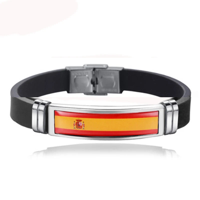 FIMAO USA Spain Flag Bracelet for Men Women Israel Germany Flags Adjustable Silicone Wristband Bangle 2020 Souvenir Gift