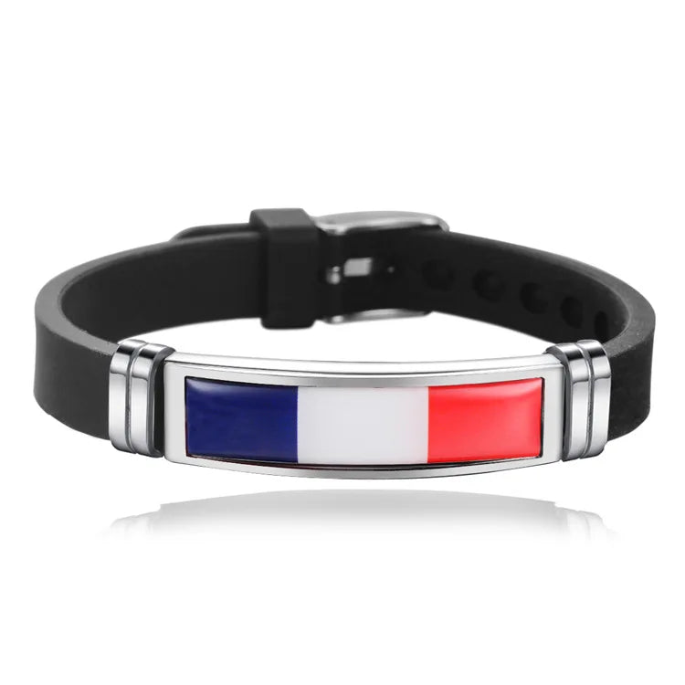 FIMAO USA Spain Flag Bracelet for Men Women Israel Germany Flags Adjustable Silicone Wristband Bangle 2020 Souvenir Gift