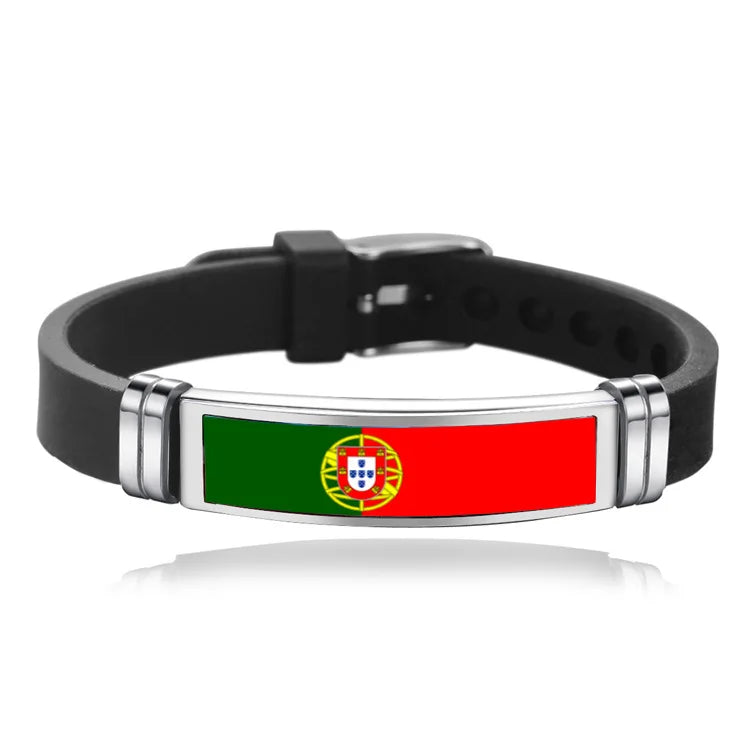 FIMAO USA Spain Flag Bracelet for Men Women Israel Germany Flags Adjustable Silicone Wristband Bangle 2020 Souvenir Gift