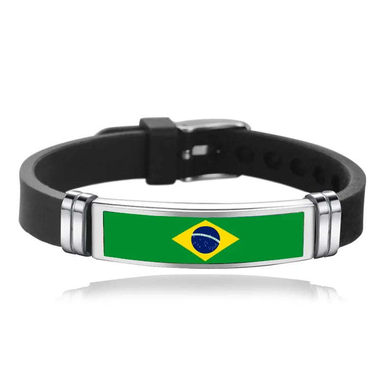 FIMAO USA Spain Flag Bracelet for Men Women Israel Germany Flags Adjustable Silicone Wristband Bangle 2020 Souvenir Gift