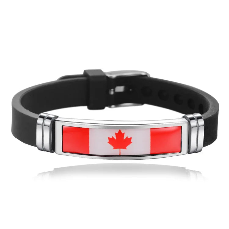 FIMAO USA Spain Flag Bracelet for Men Women Israel Germany Flags Adjustable Silicone Wristband Bangle 2020 Souvenir Gift
